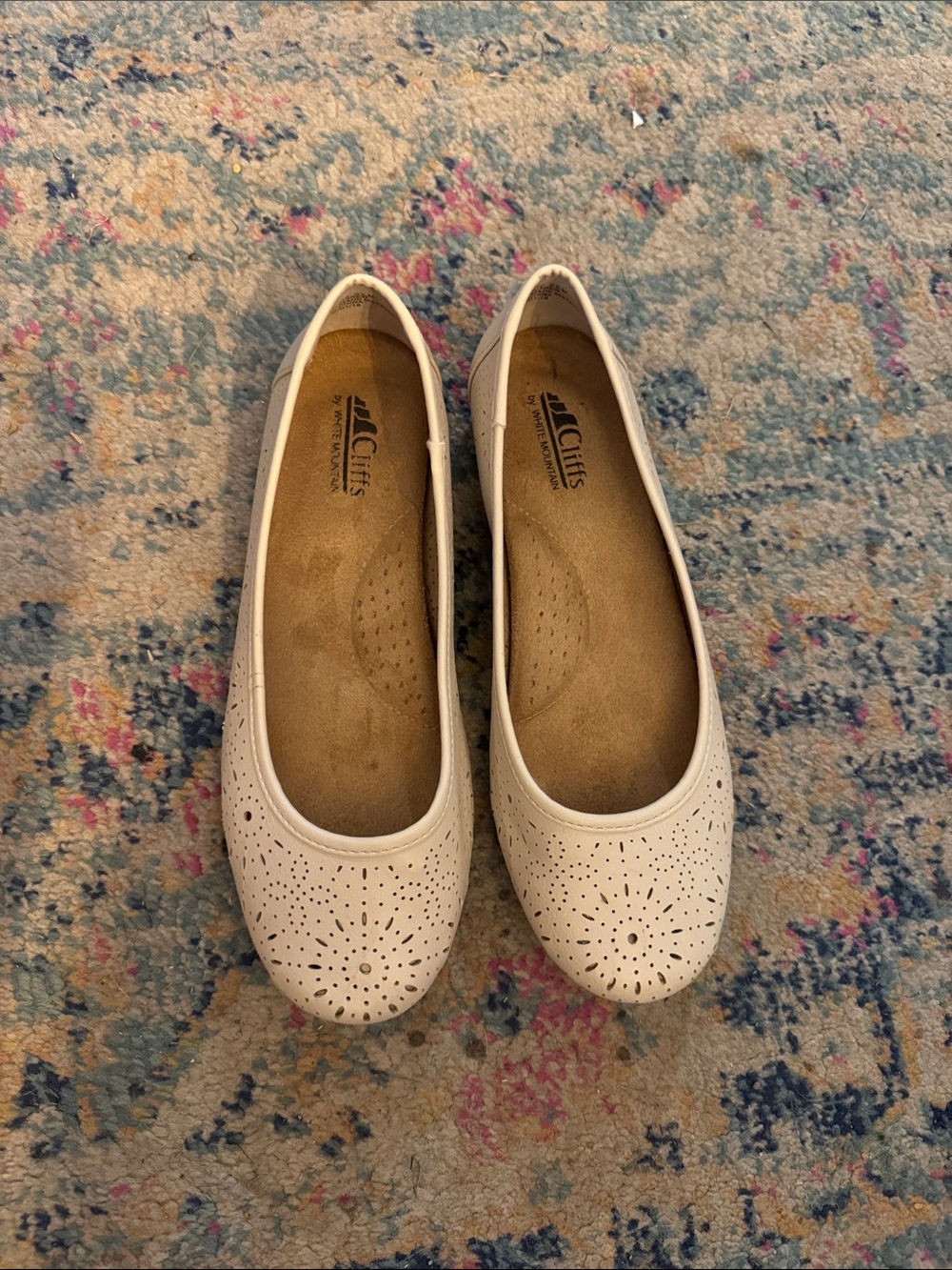 Cliffs by WHITE MOUNTAIN Cream Laser-Cut Slip-On Ballet Flats